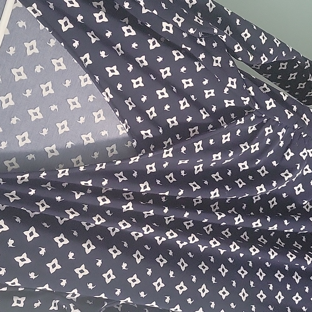 LAUREN RALPH LAUREN RUCHED DRESS  XL  NAVY/WHITE - Picture 14 of 14